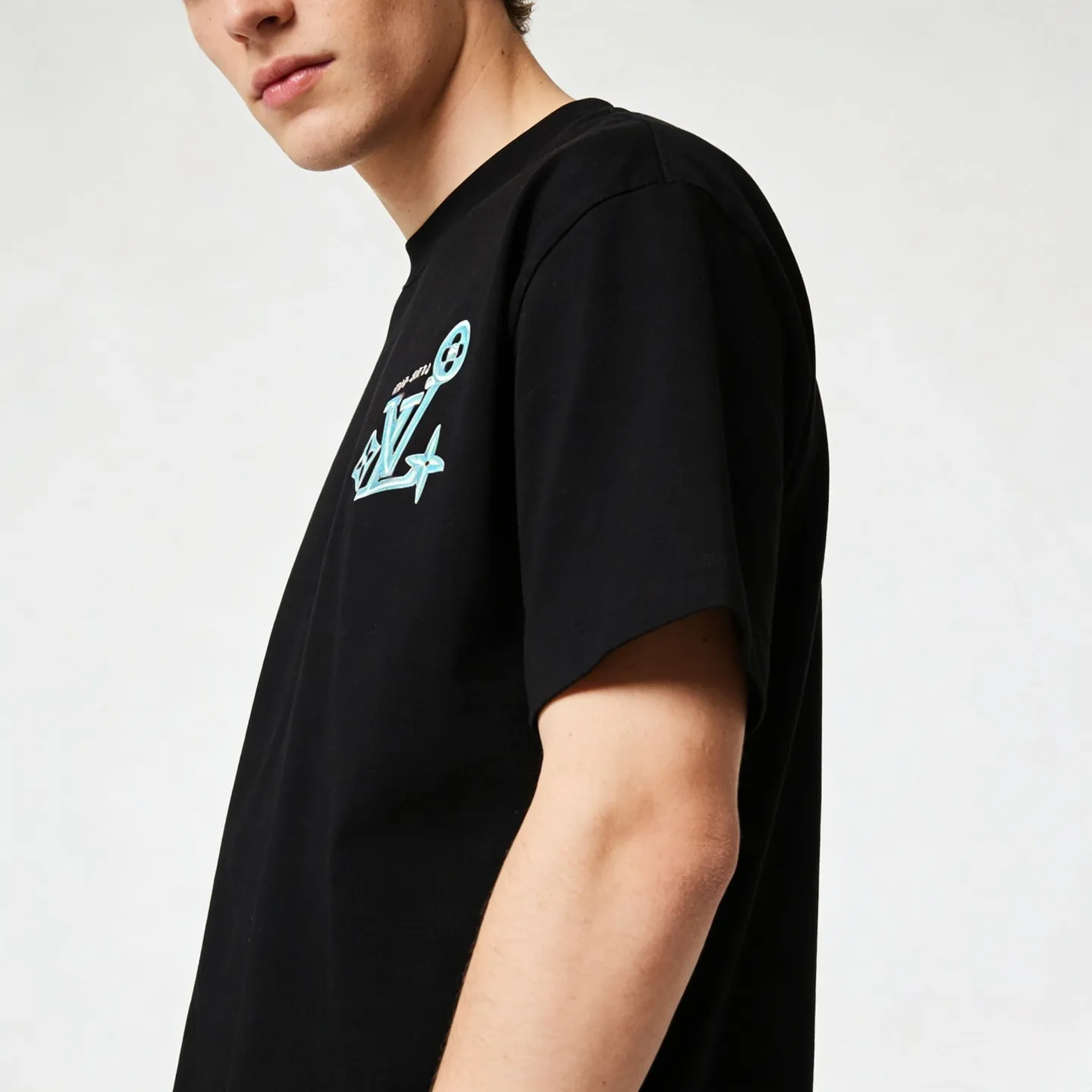 Louis Vuitton/Louis Vuitton 26ss short sleeves with front and rear letter logo embroidery